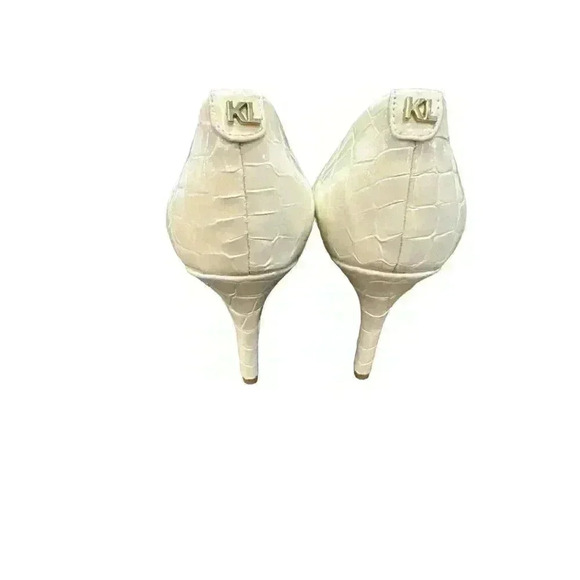 - Karl Langerfeld Paris Royale White Leather Reptile Print Heels in Size 6… - Picture 3 of 8